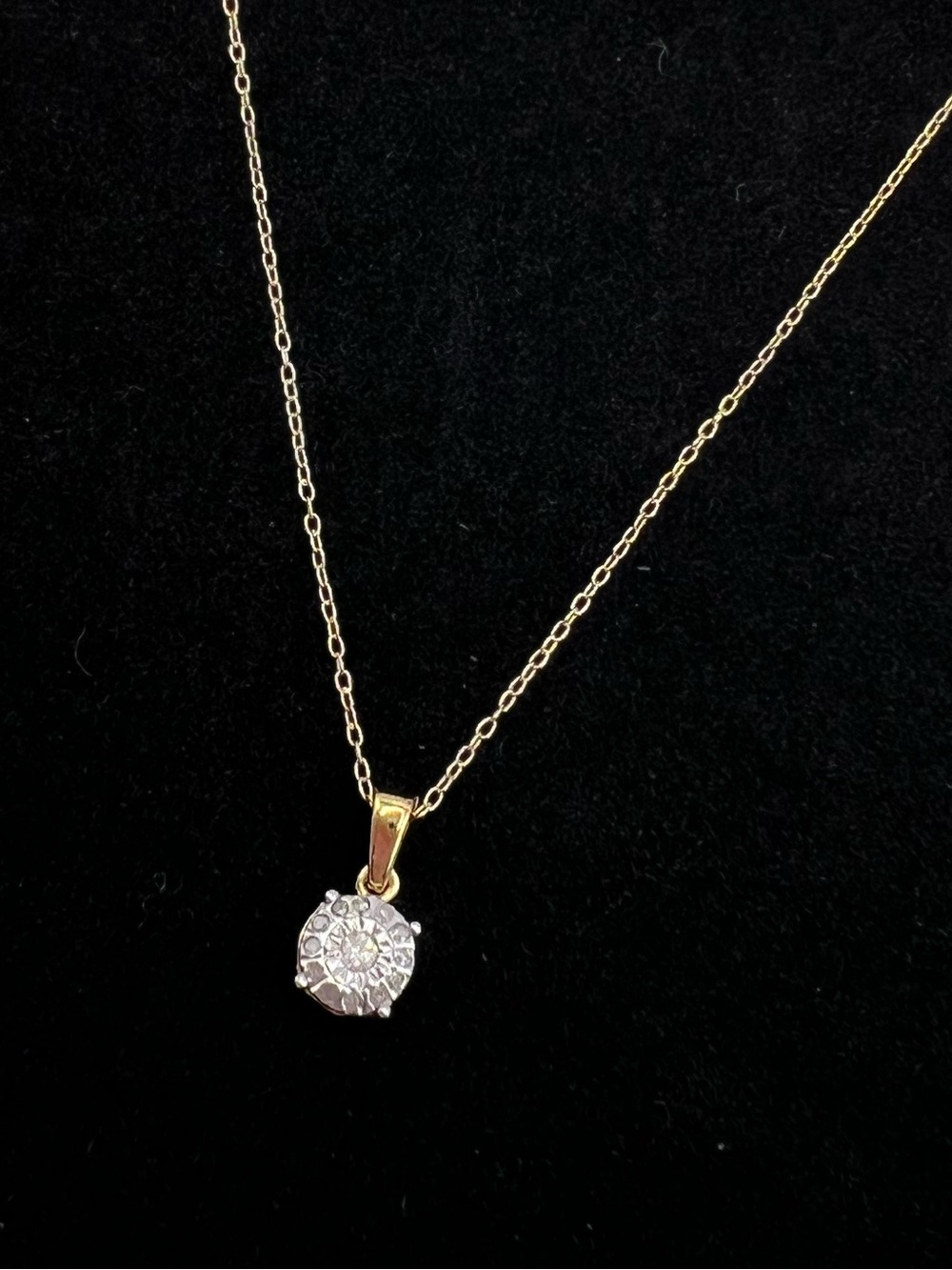 Diamond Pendant Necklace set in Sterling silver with 14 kt gold vermeil - 18”